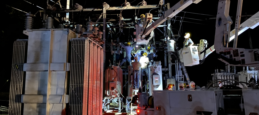 Personnel restore power to Norfork Substation after fire